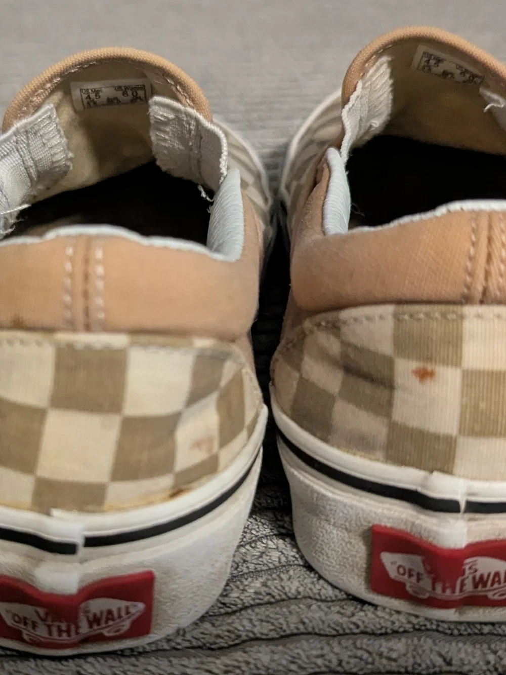 Vans Classic Slip-On Checkerboard in Beige and White